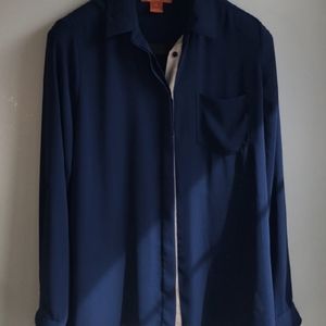 Joe Fresh navy blue button blouse
